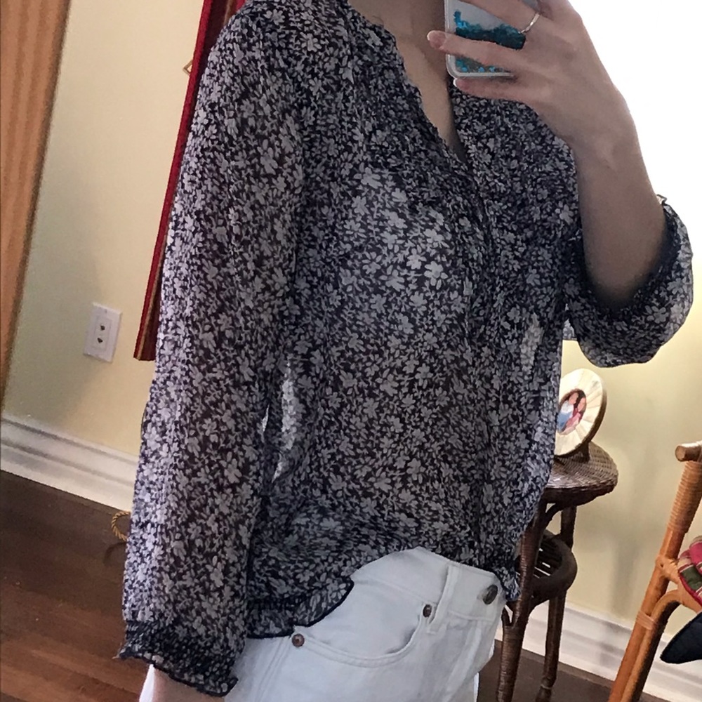 White and blue blouse